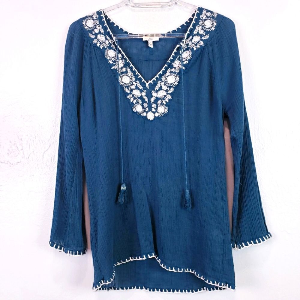 Joie Embroidered Boho Half Sleeve Blouse